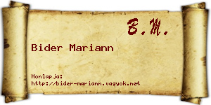 Bider Mariann névjegykártya