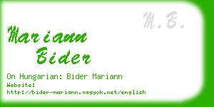 mariann bider business card